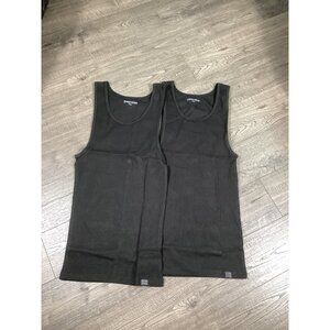 EkkoVision 2XL Black Mens Ribbed Tank Tops 2-Pack athletic Stretch Outdoor New